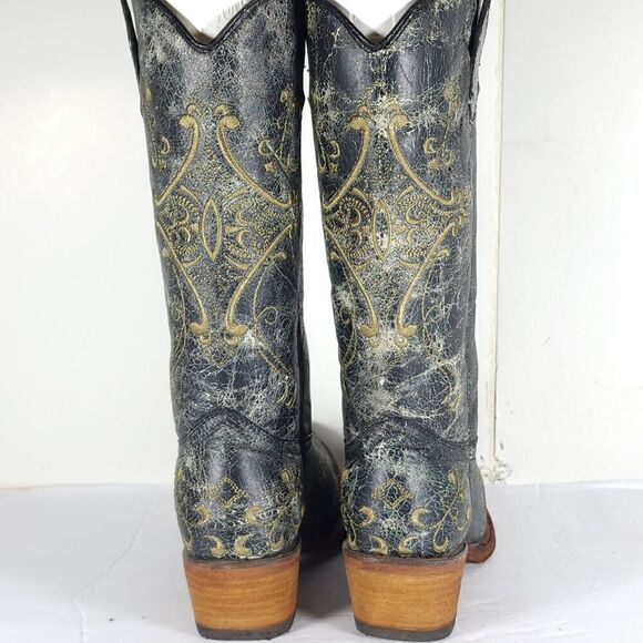 CORRAL Circle G Women’s US6,5M Gray Leather Crackle Distressed Western Boots - Picture 11 of 16